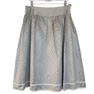 SUSAN BRISTOL 6 Silk Flare Skirt Dove Grey Stitched Diamond Quilt Pattern Dressy